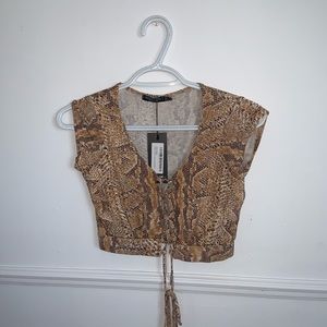 Snake print crop top nasty gal